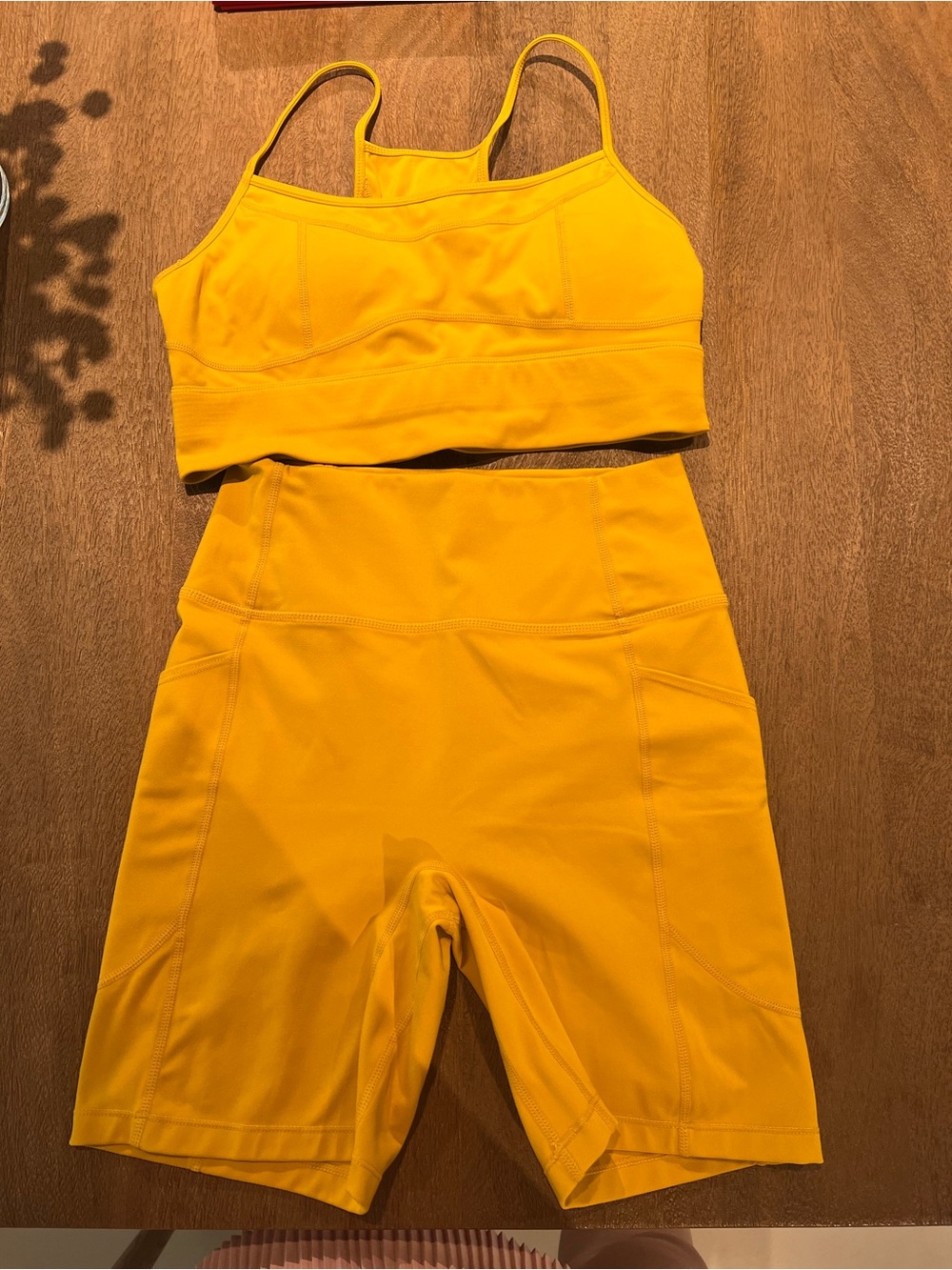 Le Ore High-Waist Performance Shorts and Top Set in Yellow